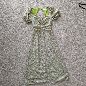 ASTR The Label Floral Print Midi Dress, Size Small, Color Green Yellow